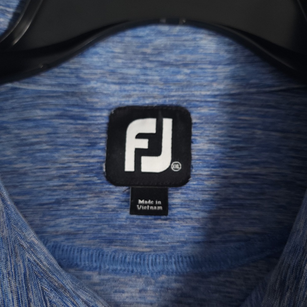 FootJoy Polo Shirt Mens XXL Blue Heathered Golf Performance FJ Logo Short Sleeve - Picture 7 of 12